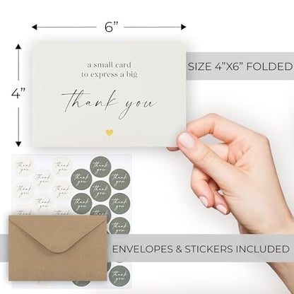 ZICOTO Beautiful Thank You Cards Set of 30 With Envelopes and Stickers