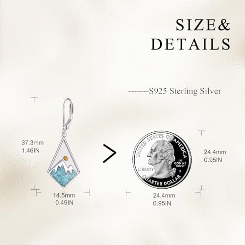 AOBOCO Mustard Seed Earrings for Women Sterling Silver Mountain Cross Earrings Dangle Christian Religion Jewelry Mothers Day Birthday for Mom Wife Friends - style: Rhombus Turquoise Earrings