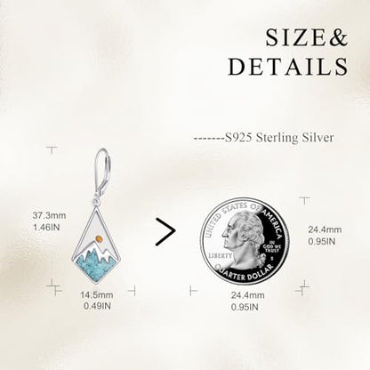 AOBOCO Mustard Seed Earrings for Women Sterling Silver Mountain Cross Earrings Dangle Christian Religion Jewelry Mothers Day Birthday for Mom Wife Friends - style: Rhombus Turquoise Earrings