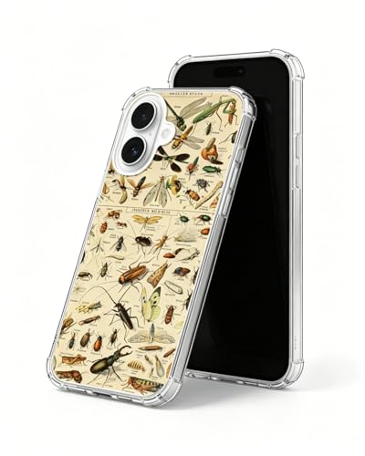 Natural Insects Phone Case Compatible with iPhone 17, Bugs Scientific Illustration Phone Cover for iPhone 17 - color: Natural Insects