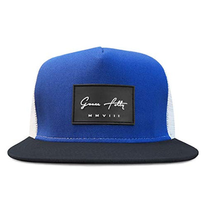 Grace Folly Trucker Hat for Men & Women. Snapback Mesh Caps - color: Blue & Black