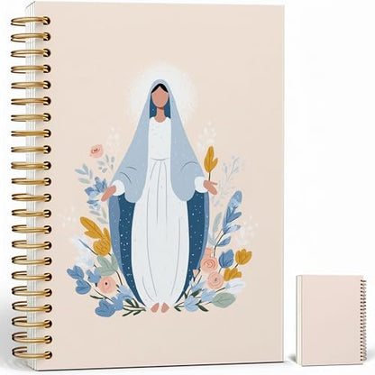 Christian Notebook Journal - Virgin Mary Christian Gifts for Women, Inspirational Bible Journal Notebooks for Note Taking, Bible Study, Prayer & Church Notes, A5 Spiral Notebook (Virgin Mary-Beige) - color: Virgin Mary-Beige