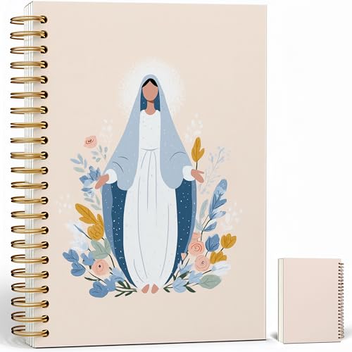 Christian Notebook Journal - Virgin Mary Christian Gifts for Women, Inspirational Bible Journal Notebooks for Note Taking, Bible Study, Prayer & Church Notes, A5 Spiral Notebook (Virgin Mary-Beige) - color: Virgin Mary-Beige