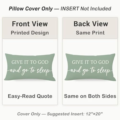 Decorative Throw Pillow Covers 12x20 Inch Set of 2 – Deep Sage - color: Deep Sage
