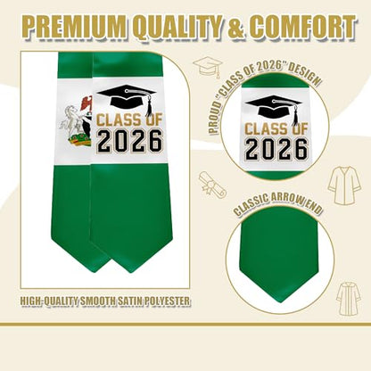 National Flag Graduation Stole Sash - 72" Long Unisex Honors Stole for Students - color: Nigeria