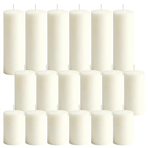 18-Pack Ivory White Pillar Candles Bulk Set, 2 x 3/4/6 Inch 3 Size - size: 2 x 3/4/6 Inch