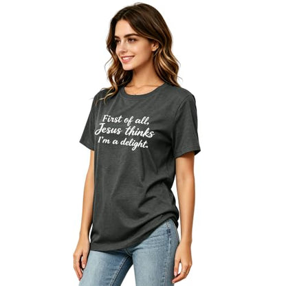 Christian Shirts for Women Religious Bible Verse Faith Tee - color: Darkgrey3, size: Small