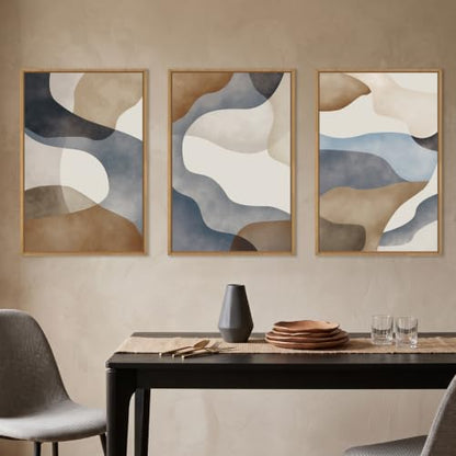 Aryroi Abstract Watercolor Block Framed Canvas Wall Art Set- 24"x36"x3 - color: Earth Tone Abstract Wall Art, size: 24"L x 36"W