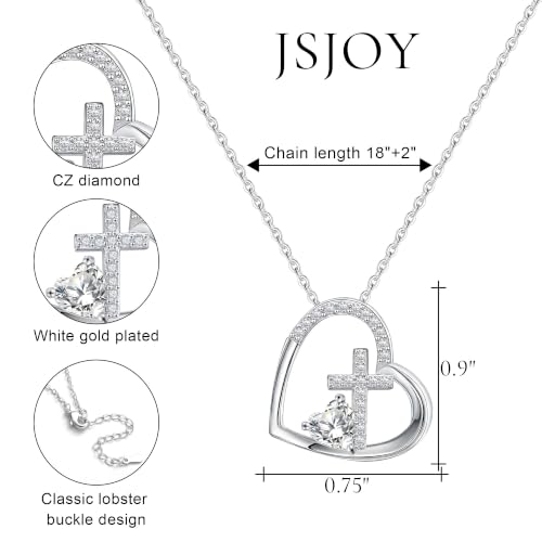 JSJOY Cross Necklace Christian Gifts for Women Heart Birthstone Necklace Religious Birthday Gifts for Mom Daughter Christmas Stocking Stuffers Baptism Confirmation Gifts for Teens - color: Silver - 06 Alexandrite