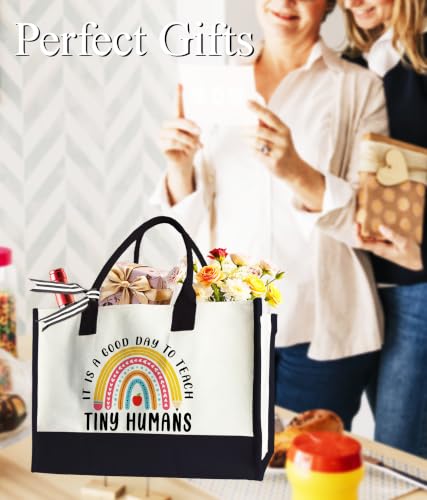 Aesthetic Canvas Tote Bag for Women Girls, Large Tote Bag for Friends Colleagues Leader Manager, 17 x 11.8 x 7 inches - color: Teacher