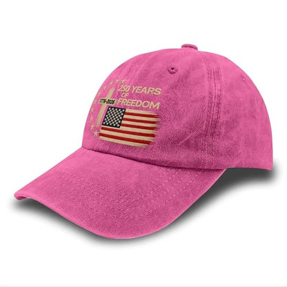 US 250 Years Freedoms 1776-2026 250th Birthday Embroidered Hats Garde Cap for Him - color: Us 250 Years Freedoms 1776-2026 250th Birthdayrose Red Color2