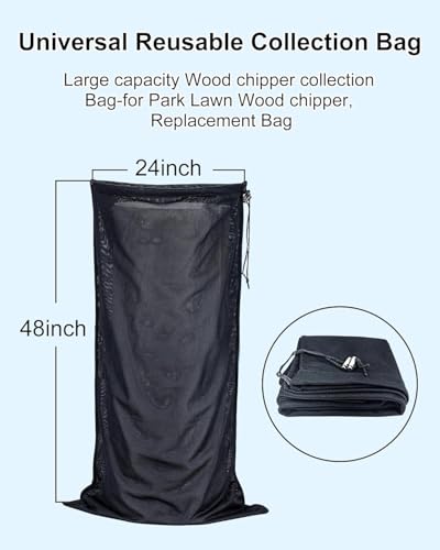 Wood Chipper Bag Compatible with Tazz, GreatCircle, Wood Slicer Splitter, Wood Chippers, Universal Reusable Collection Bag, 24 x 48 Inches Chipper Leaf Shredder, Lawn Machine Parts,