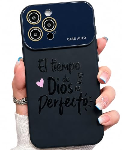 for iPhone 17 Pro Max Case God's Timing is Perfect Spanish Bible Verse Phone Case, Full Camera Lens Protection, Shockproof Drop Resistant Durable Cover (Black, iPhone 12 Pro Max) - color: black, size: iPhone 12 Pro Max