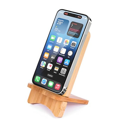 LUCKY BEAN Wood Phone Stand, Desktop Wooden Phone Holder, Portable Phone Stand for Desk, Compatible with iPhone & All Cell Phones (Bamboo) - color: Bamboo