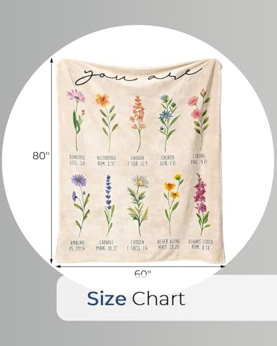 Floral Christian Blanket - Ultra-Soft 60"x80" Throw Blanket for Women, Featuring Uplifting Scripture & Design, The Perfect Inspirational & Religious Gift for Her