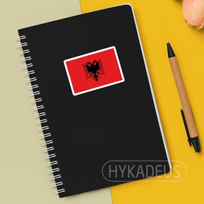 (3Pcs) Albania Flag Stickers – Albanian Sticker National Flag Vinyl Decals - color: Albania