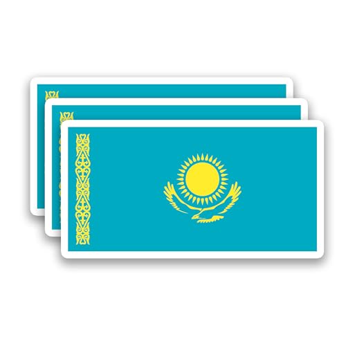 (3Pcs) Kazakhstan Flag Stickers – Kazakh Sticker, Country Flag Vinyl Decal - color: Kazakhstan