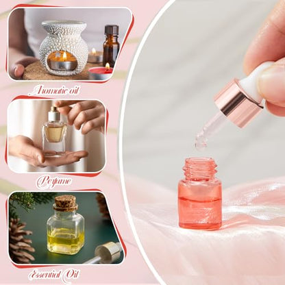 Didaey 100 Pcs Mini Glass Oil Dropper Bottle, 2 ml, Blush Pink - color: Blush Pink, size: 2 ml