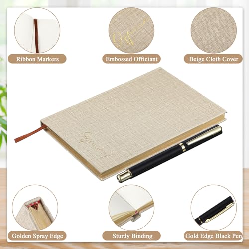 Engrowtic Wedding Officiant Book with Pen 5.25x8.25,Beige,Classic - color: Beige, style: Classic