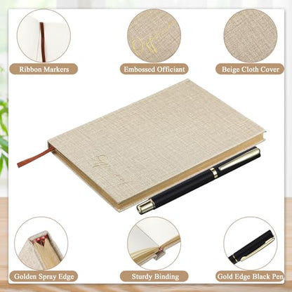 Engrowtic Wedding Officiant Book with Pen 5.25x8.25,Beige,Classic - color: Beige, style: Classic