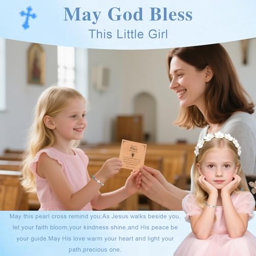 Cute Cross Bracelet Teen Girl Gifts Trendy Stuff Christian Gifts for Kids/Girls/Boys/Teens/Women Jewelry Colorful Jesus Bracelets Christmas Religious Communion Baptism Confirmation Gifts - color: 1-First Communion B