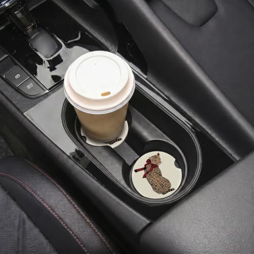 Red Bow Leopard Car Coasters for Cup Holders, Auto Drink Coaster for Women - color: Leopard Red Bow