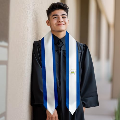 Graduation Satin Sash Scarf 72" Stole - color: Nicaragua Flag