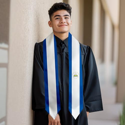 Graduation Satin Sash Scarf 72" Stole - color: Nicaragua Flag