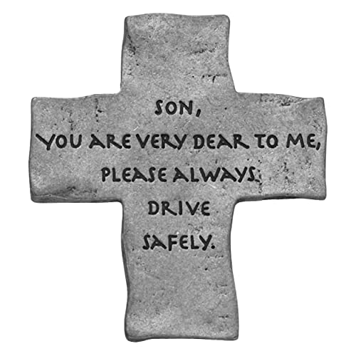 True Faith Jewelry Pewter Son Drive Safely Cross Car Visor Clip, New Driver Gifts from Mom and Dad, Fine Pewter (92% Tin), 2 x 1-3/4 Inch - size: Son