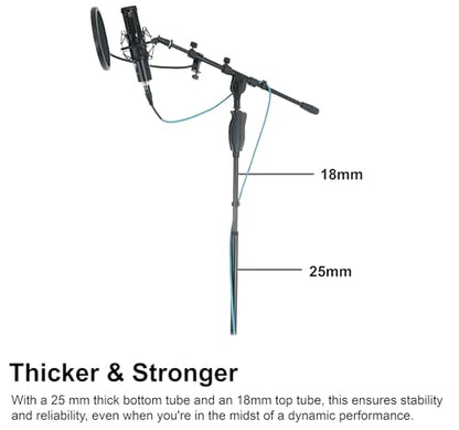Rockville RVMIC3 V2 Black Tripod Mic Stand with Metal Hand Clutch and Boom