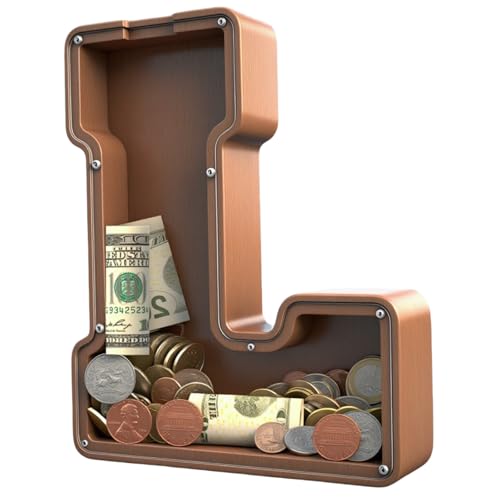 UBeesize 12in Extra Large Wooden Piggy Bank,Letter Piggy Bank for Boys Girls,Money Coin Bank for Kids,Christmas,Birthday,Children“s Gift and Home Office Decoration（L） - color: L, size: 12 inches
