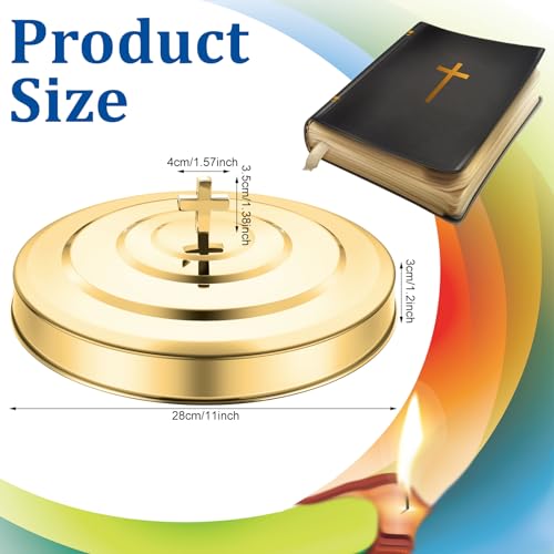 Newtay Gold Communion Tray Cover, Stainless Steel Round 11 Inches