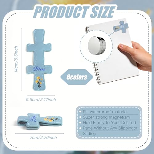 2 Pcs Bible Magnetic Leather Bookmarks - Double-Sided Christian Cross Leather Page Clips, Religious Easter Verse Gift for Women Men Students Teachers Book Lovers, Father's Day Reading Supplies - style: 2 Pcs