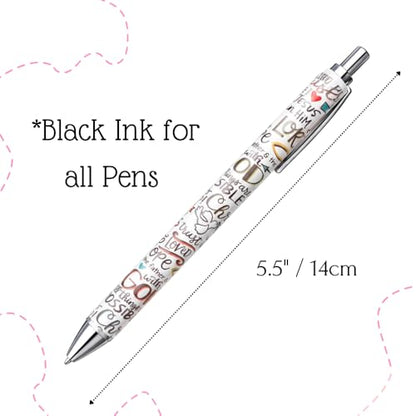 8PC Christian Pens Aesthetic Black Ink Inspirational Faith Trust Devotional Motivational Pray Pen Scripture Uplifting Sayings Bible Study Supplies Writing Journaling Gifts For Men Women Teachers - style: Christian