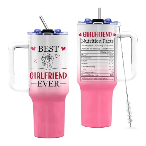 Birthday Gifts for Girlfriend, 40 Oz Tumbler with Handle - color: Girlfriend-Pink