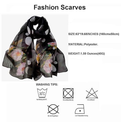 Pokeedioty Scarfs for Women Lightweight Fashion Scarves Elegant Floral Pattern Sheer Scarfs Sunscreen Shawls Wraps - color: P 050