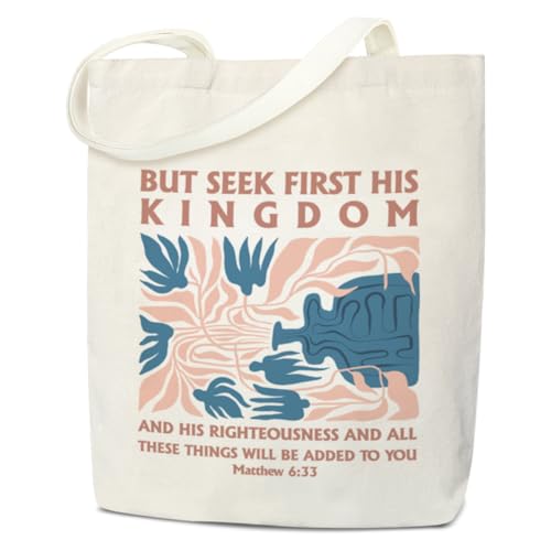 Doreen's Boutique Aesthetic Canvas Handbag Tote Bag - style: Seek First His Kingdom