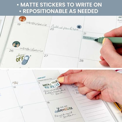 bloom daily planners x Cleerely Stated Rooted in Faith Sticker Pack - 8 Sheets /540 Stickers - Christian Planner Stickers for Journaling, Religious Encouragement, Bible Study, Prayer - Earth Tones - color: Earth Tones