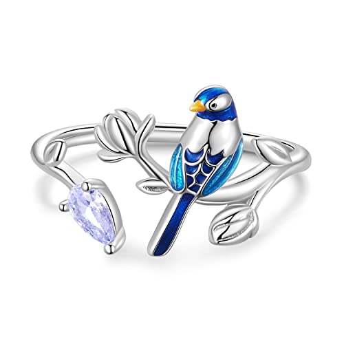 MUNDELL Blue Turtle Koi Fish Adjustable Ring Bird Animal Open Ring Seahorse Chameleon Wrap Finger Rings for Women Statement Ring - color: Indigo Blue