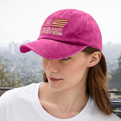 U.S. 250th Anniversary 250 Years Freedoms 1776-2026 Baseball Hats Funny - color: Rose Red Color