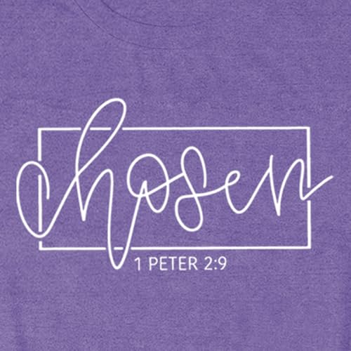 Women's Christian Shirt Christ Chosen T-Shirts Bible Verse Tee Tops - color: Purple, size: Small