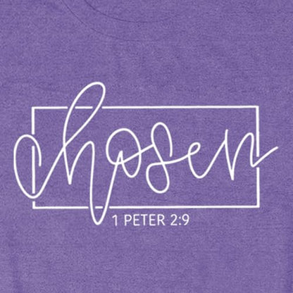 Women's Christian Shirt Christ Chosen T-Shirts Bible Verse Tee Tops - color: Purple, size: Small