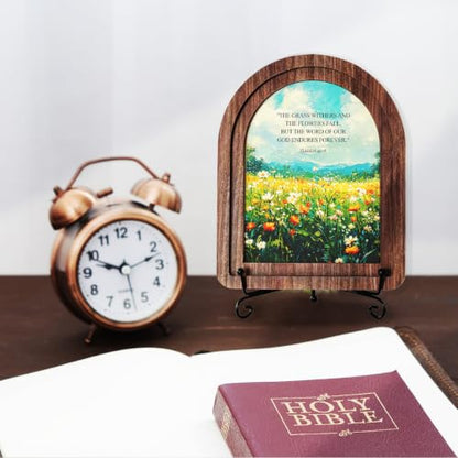 Isaiah 40:8 Wood Plaque Signs，Christian Desk Decor - color: Isaiah 40:8