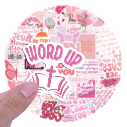 57Pcs Bible Verse Stickers for Christian Christmas Gift, Girl Women Positive Affirmation Sticker Inspirational Decal Jesus Qoute Decorations Pink Bible Stickers for journaling Religious Decoration