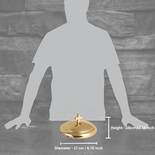 Communion Ware | Stainless Steel Gold Communion Bread Plate Cover | Holy Bread Plate Lid for Churches | Communions Supplies – Shiny Gold Finish - color: Shiny Gold