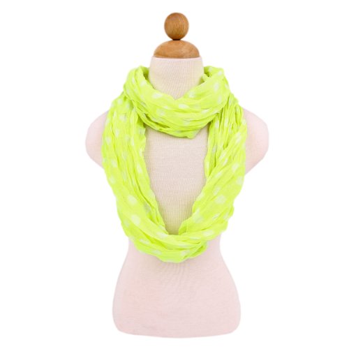 TrendsBlue Premium Polka Dot Infinity Loop Fashion Scarf - color: Neon Yellow