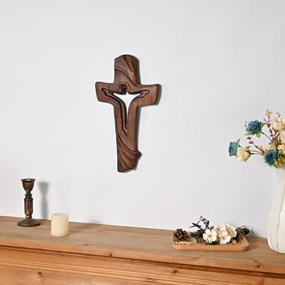 BGCOPPER Wooden Cross for Wall Decor Jesus Crucifix Wall Cross - 10 Inch - size: 9.8"L x 5.5"W