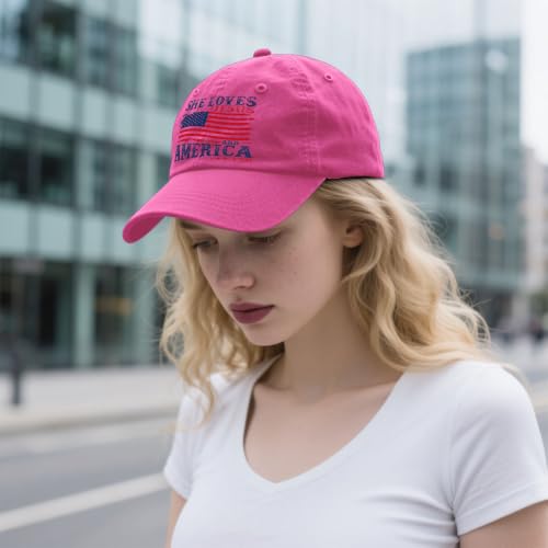 She Loves Jesus and America Too Hats for Womens Soft Washed Distressed Baseball - color: She Loves Jesus and America Toorose Red Color1