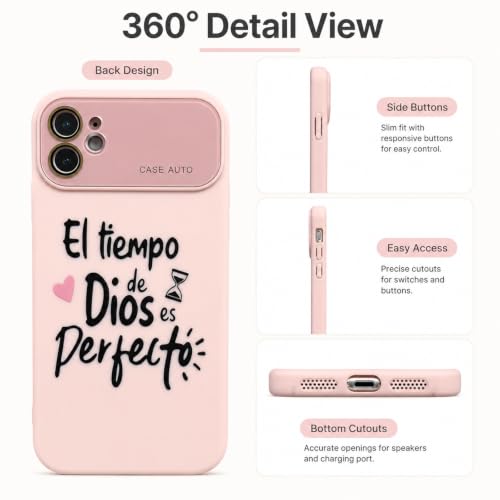 for iPhone 17 Pro Max Case God's Timing is Perfect Spanish Bible Verse Phone Case, Full Camera Lens Protection, Shockproof Drop Resistant Durable Cover (Pink, iPhone 11) - color: pink, size: iPhone 11