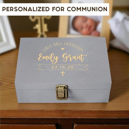 Personalized Baptism Keepsake Box, Christening & First Communion Gift - style: 14. Baptism Designs 2